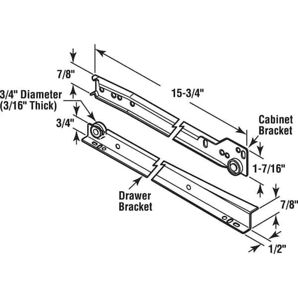 Self-Closing Design Replace Drawer Track Hardware LJ 2 Folds Drawer Slide Kit 15 kg Bearing Capacity Fits Most Side Mounted Drawer Systems 