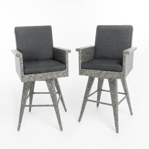 Cindy Faux Rattan Outdoor Patio Bar Stool (2-Pack)