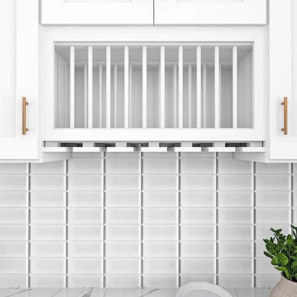30 in. W x 11.9 in. D x 1.5 in. H in White Shaker Flex Kitchen Cabinet Shelving Wall Glass Holder