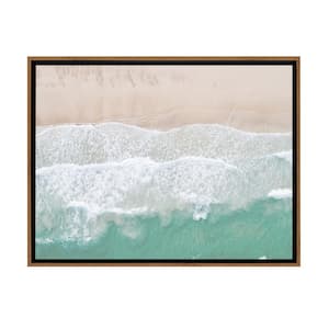 Beach Waves from Above Framed Canvas Wall Art - 32 in. x 24 in. Size, by Kelly Merkur 1pc Natural Frame