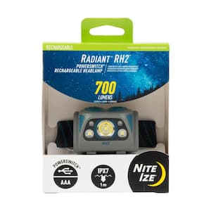 700 Lumens Radiant RH2 PowerSwitch Rechargeable Headlamp - Blue/Grey, Dual Power Alkaline USB Battery