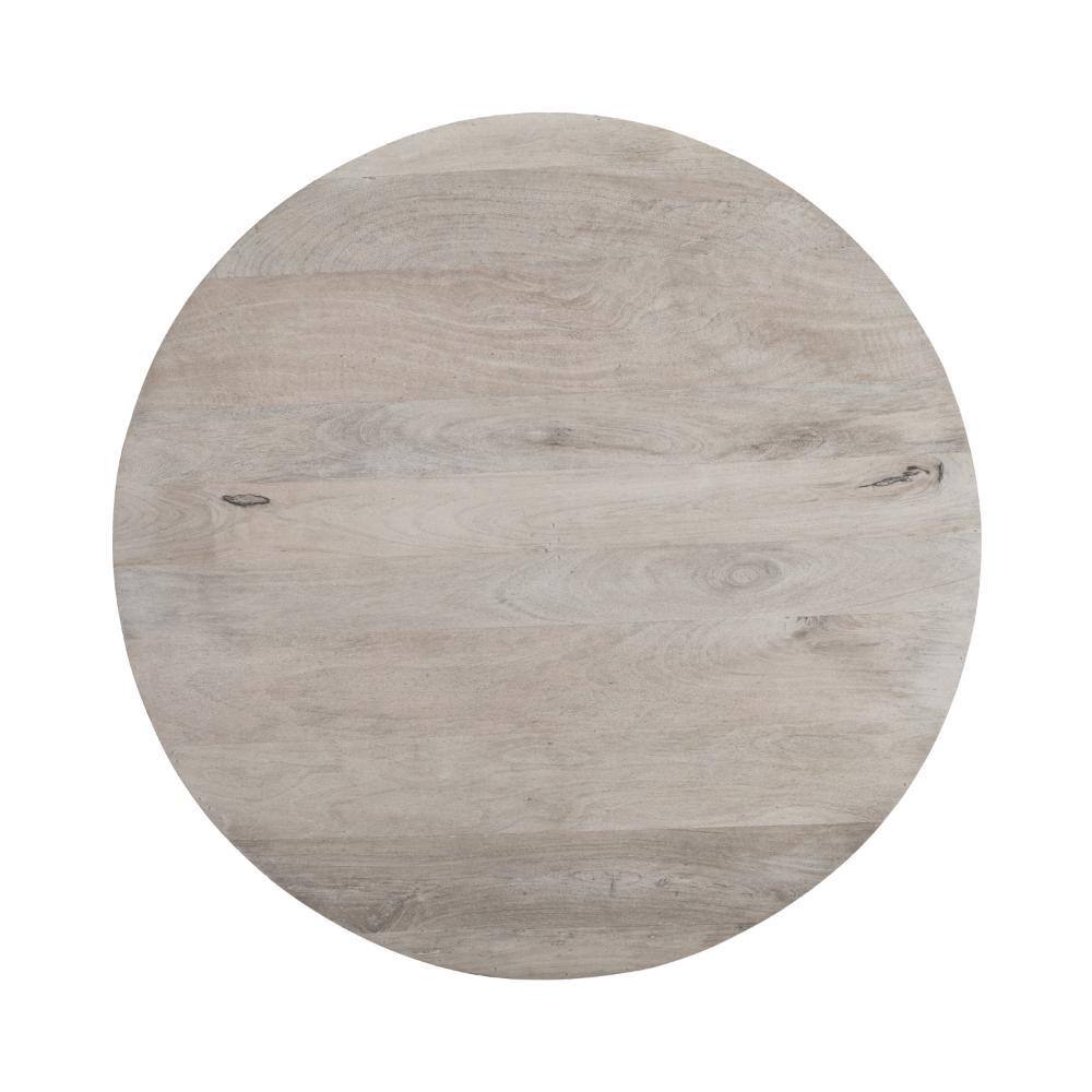 36" Round White Washed Mango Wood Lift-Top Coffee Table