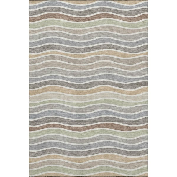 Mayfield Premium Machine Washable Abstract AMF2333 Taupe 10 ft. x 14 ft. Area Rug