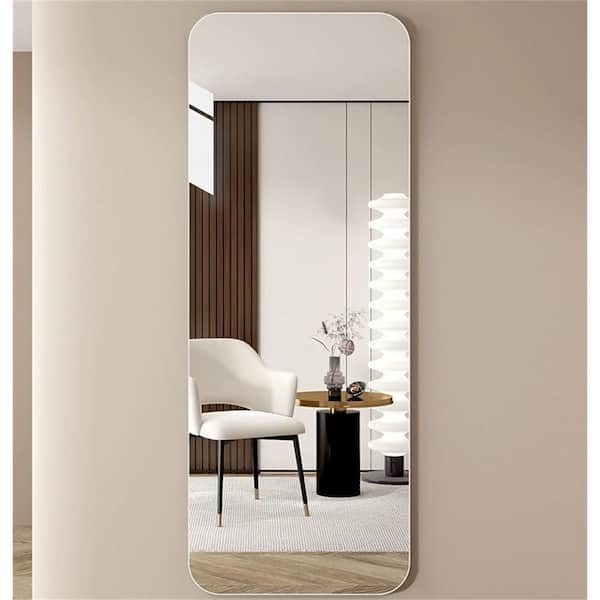Clear 24 in. W x 65 in. H Decorative Round Corner Glass Full Length Mirror with Hanging Hole and Explosion-proof Glass