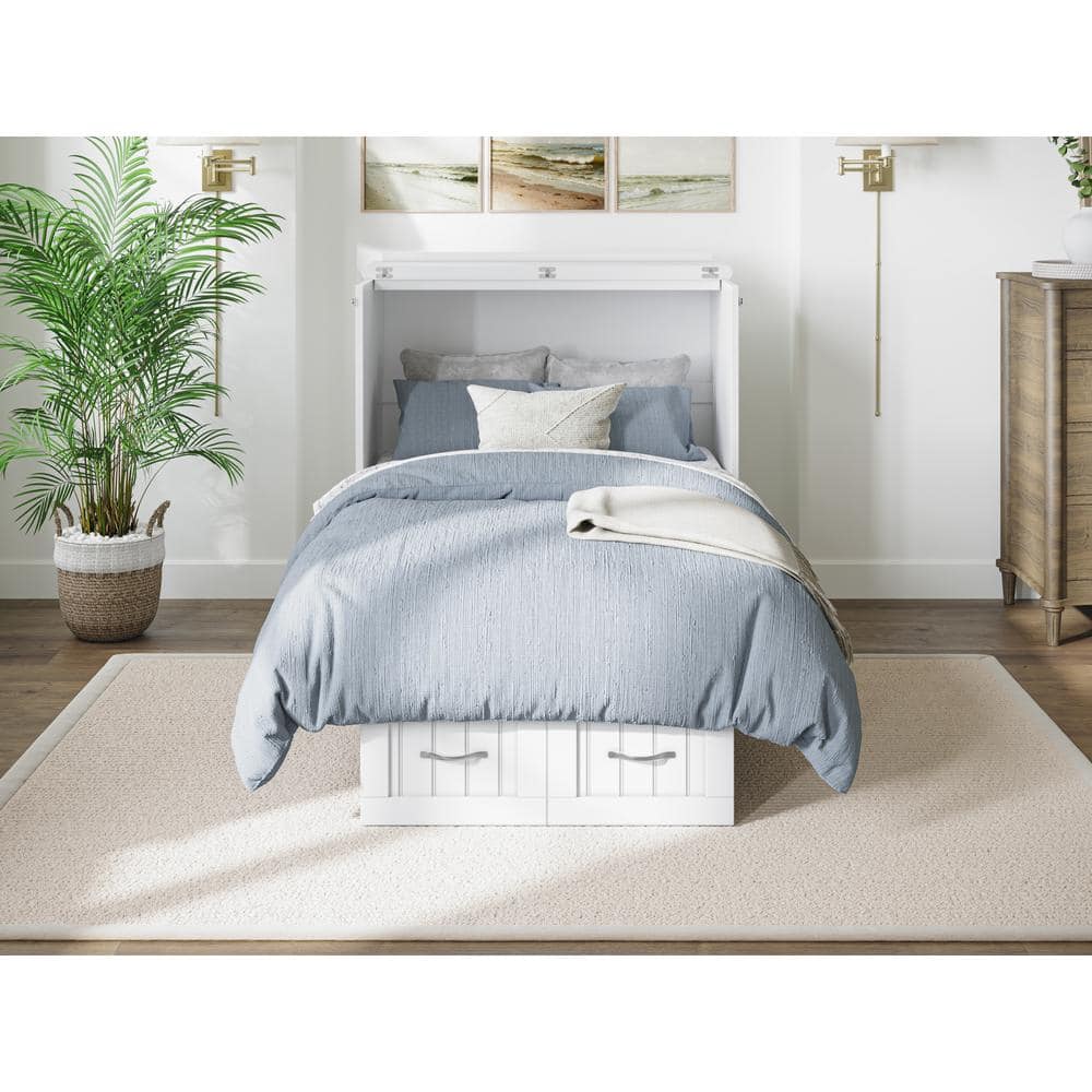 Nantucket White Twin Murphy Bed Chest with Storage Drawers