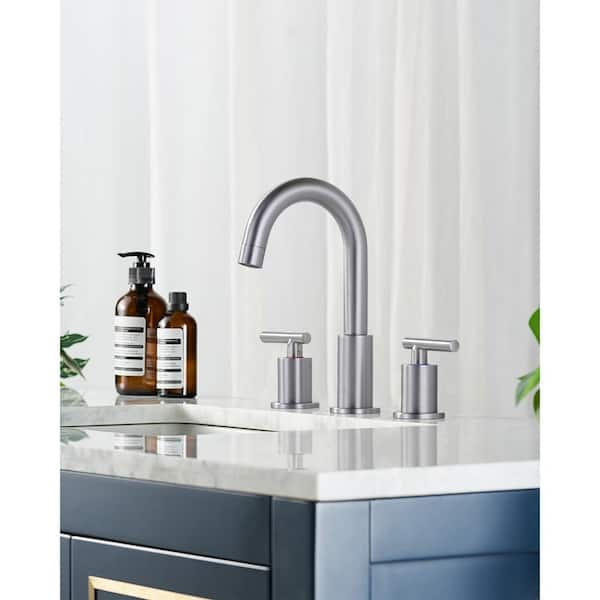 8 in. Widespread Double Handle Bathroom Faucet in Brushed Nickel