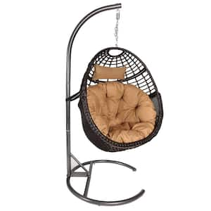 Home 6.5 ft. Portable Hanging Basket Chair Hammock with Stand with Comfy Cushion and Pillow