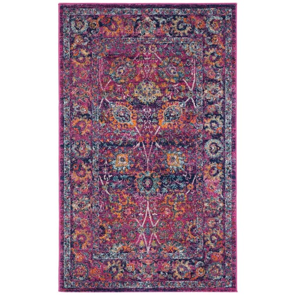 Granada 2 ft. x 3 ft. Fuchsia/Multi Abstract Ornate Area Rug