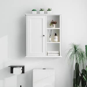 Helia 23.6 in. W x 7.1 in. D x 27.6 in. H Bathroom Storage Wall Cabinet in White Ready to Assemble