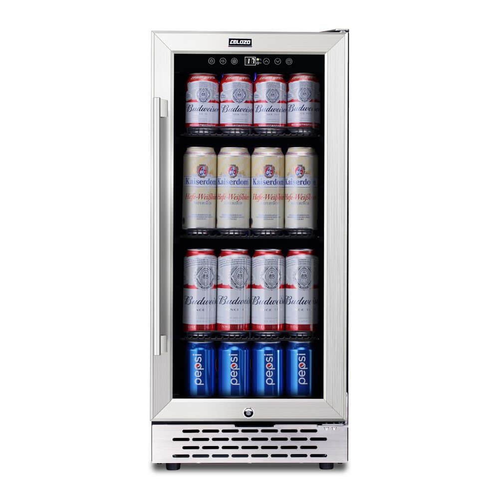 15-Inch Stainless Steel Single Zone Beverage Cooler with Glass Door