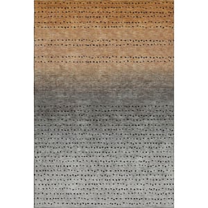 Mayfield Premium Machine Washable Abstract AMF2009 Copper 9 ft. x 12 ft. Area Rug