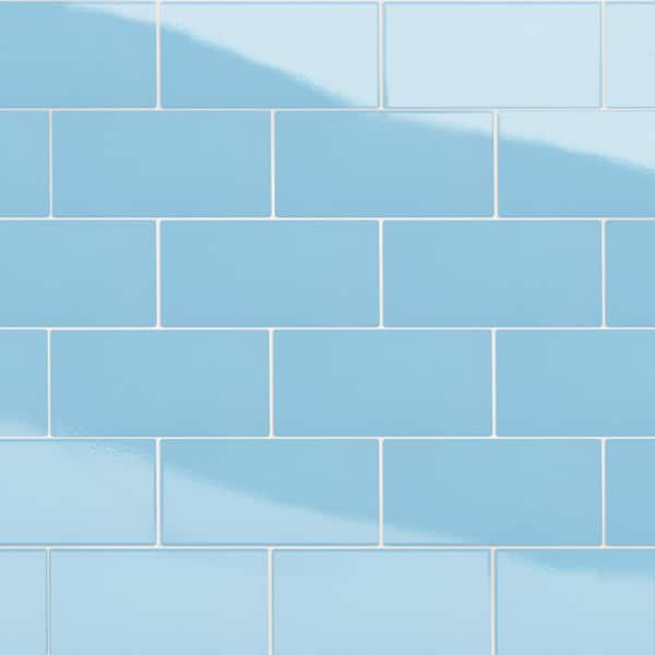 Merola Tile Piscina Brick Glossy Blue with BioTech 4-3/4 in. x 9-5/8 in. Porcelain Floor and Wall Tile (11.22 sq. ft. /Case)