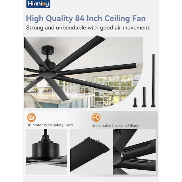 Disney - hibigrow HINNIXY 84 in. Indoor/Outdoor Black 8-Blades Industrial