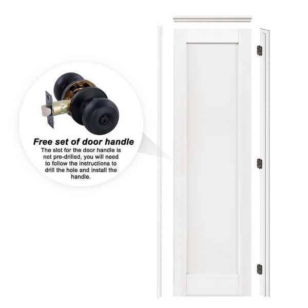 18 in. x 80 in. 1-Panel Right Hand Solid Core White Wood Assembly Required Single Interior Door with Jamb and Knob