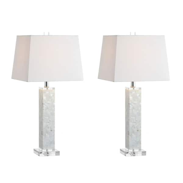 Jonathan Y Noelle 28 5 In White, Mother Of Pearl Table Lamp Set