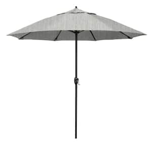 9 ft. Bronze Aluminum Market Patio Umbrella with Fiberglass Ribs and Auto Tilt in Granite Sunbrella