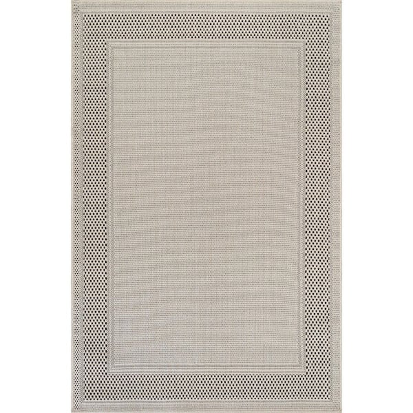 Coastal Beige 9 ft. x 12 ft. Bordered Washable Easy Jute Modern Indoor Outdoor Area Rug