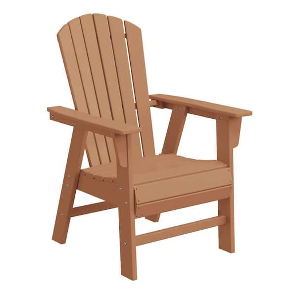 Altura Outdoor Patio Fade Resistant HDPE Plastic Adirondack Style Dining Chair with Arms in Teak