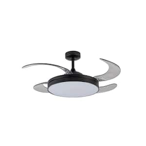 Canberra 48 in. Indoor Black Retractable Ceiling Fan with Light and Remote Included