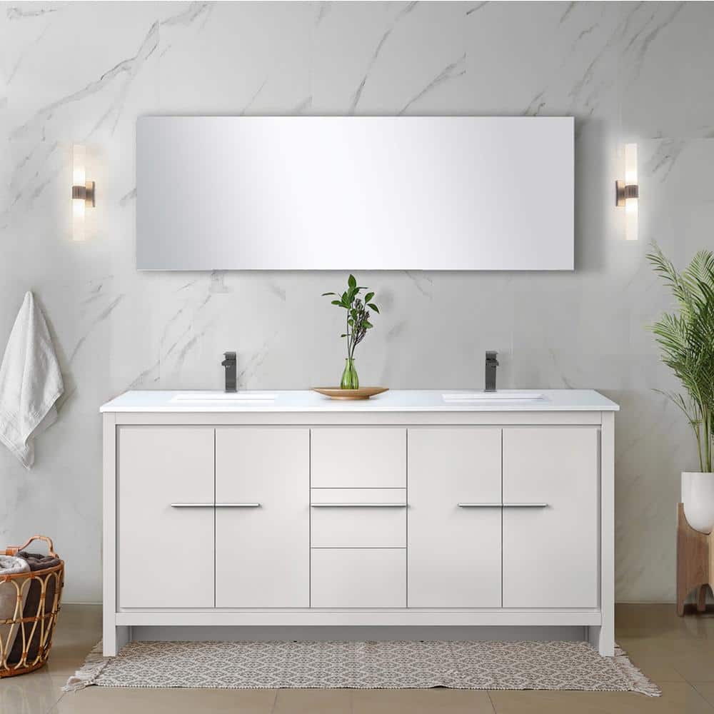 Clairo 72 in. W x 20 in. D White Double Bath Vanity with Cultured Marble Top, Chrome Faucet Set and 70 in. Mirror price history on PriceWatchPro