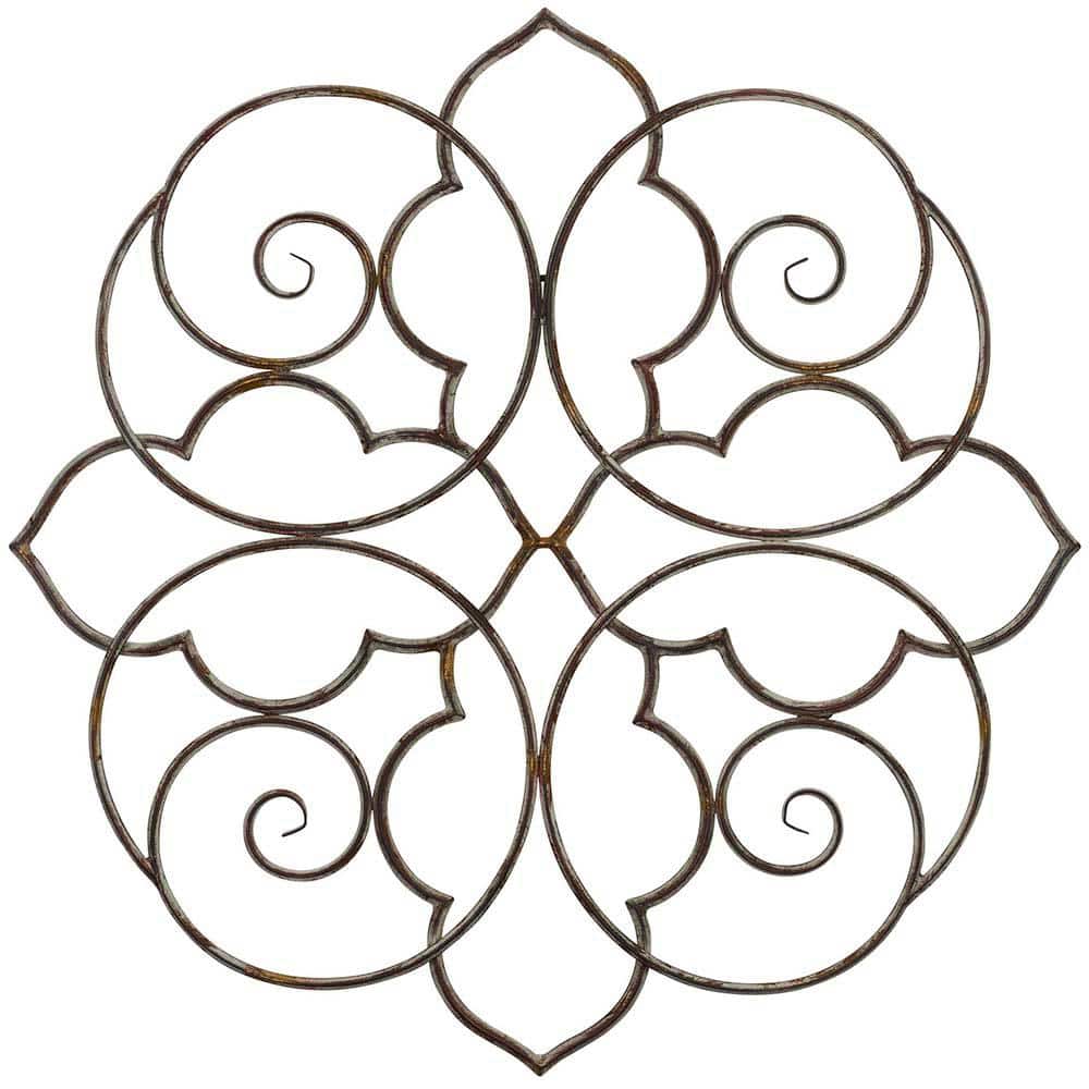 Ornate Bronze Metal Filigree Outdoor Wall Art
