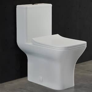 Carre 1-Piece 0.8/1.28 GPF Dual Flush Square Toilet in White, Seat Included