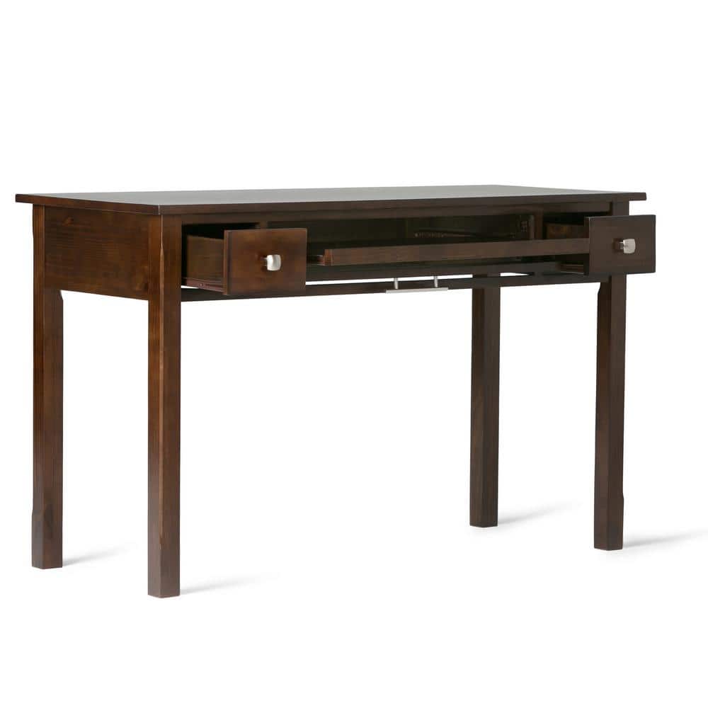 Rich Tobacco Brown Pine Wood Writing Desk with Drawers