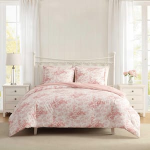 Laura Ashley Toile Delight 3-Piece Rose/Cream Cotton Full/Queen