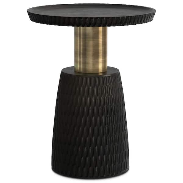 Simpli Home Breanna 16 in. W Black Gold Side Table