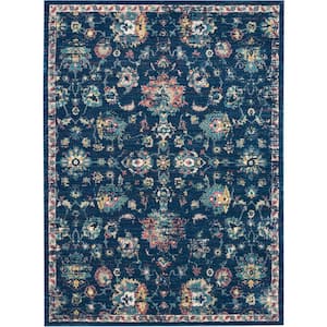 Fusion Navy/Pink 8 ft. x 11 ft. Moroccan Contemporary Area Rug