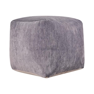 Yuvi Frost Gray Transitional Solid Chenille Indoor Pouf