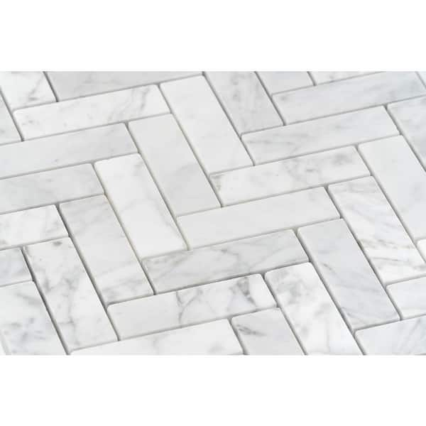 Le Cafe 1 x 3 Herringbone Glossy Porcelain Mosaic Tile in Black