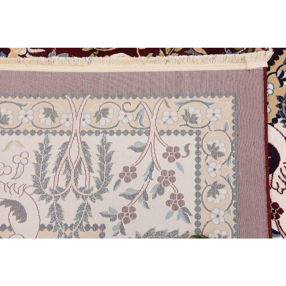 Burgundy Elegance 10' x 13' Stain-Resistant Synthetic Area Rug