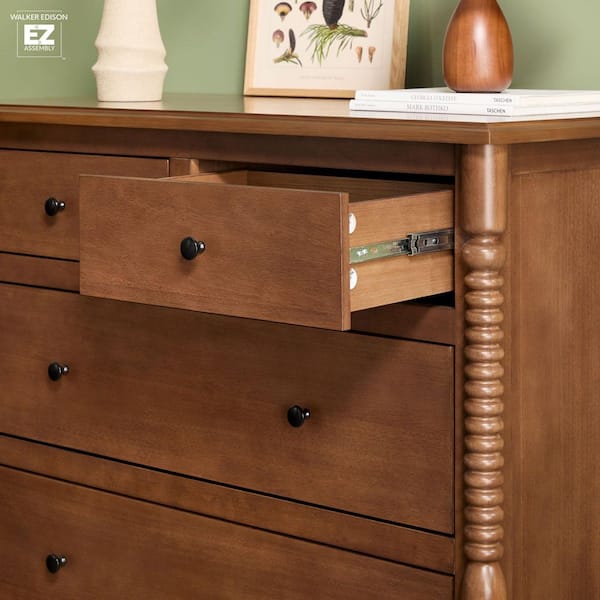 brown spindle dresser Traditional Vivienne 5-Drawer Easy Assembly Solid Wood Dark Wedding Man of Honor: attribute:secondary_color:black inspired touch to any Size:18 - XXL