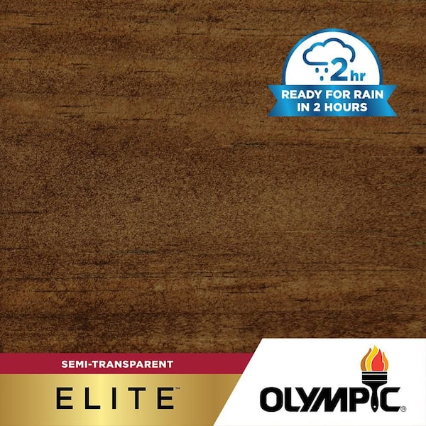Olympic Elite 1 gal. ST-2010 Dark Bark Semi-Transparent Exterior Stain and Sealer in One Low VOC