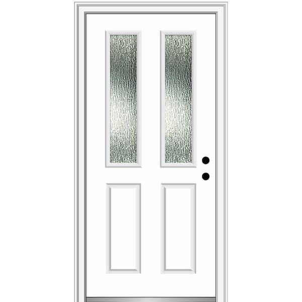 MMI DOOR Rain Glass 32 in. x 80 in. Left-Hand Inswing Primed Fiberglass Prehung Front Door on 4-9/16 in. Frame