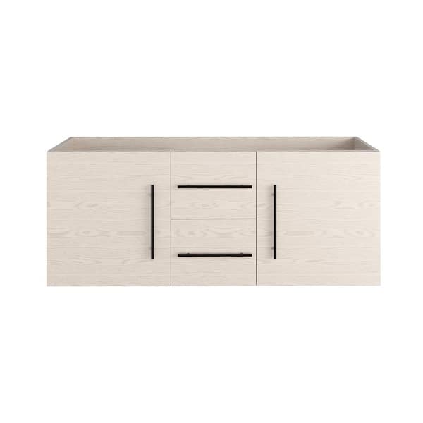 VOLPA USA AMERICAN CRAFTED VANITIES Napa 60 in. W x 22 in. D x 21 in. H Double Sink Bath Vanity Cabinet without Top in Natural Oak, Wall Mounted