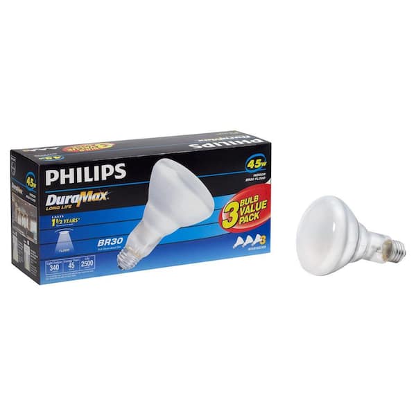 Philips 223032 Duramax 45-Watt Incandescent BR30 Flood Light Bulb 3-Pack 