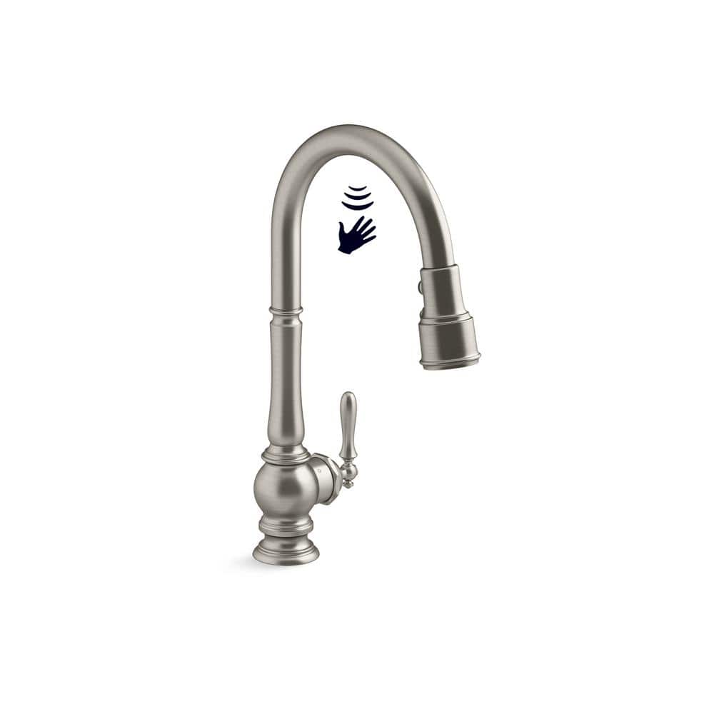 Vibrant Stainless Steel Touchless Pull-Down Kitchen Faucet