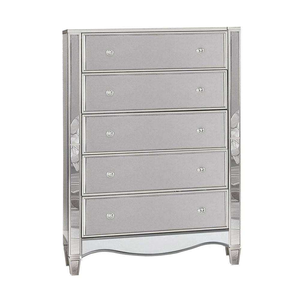 Benjara 18 in. Silver 5Drawer Wooden Chest of Drawers BM253004 The