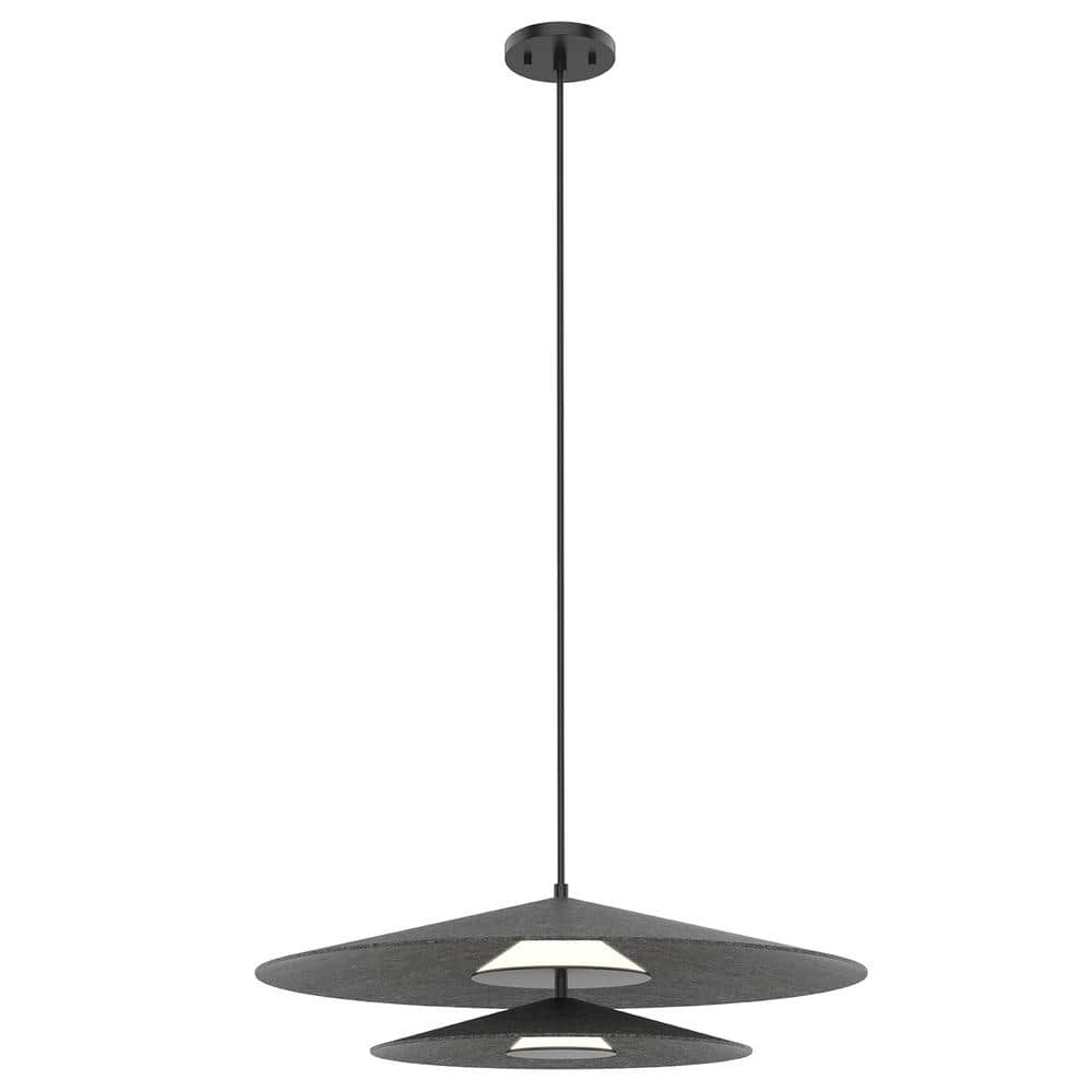 Cruz 24" Geometric LED Pendant in Black/White with Opal Glass Shade
