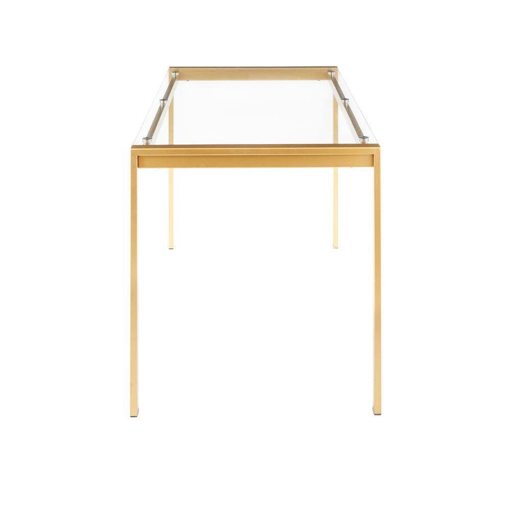 Elegant Fuji 50'' Gold Metal & Clear Glass Contemporary Dining Table