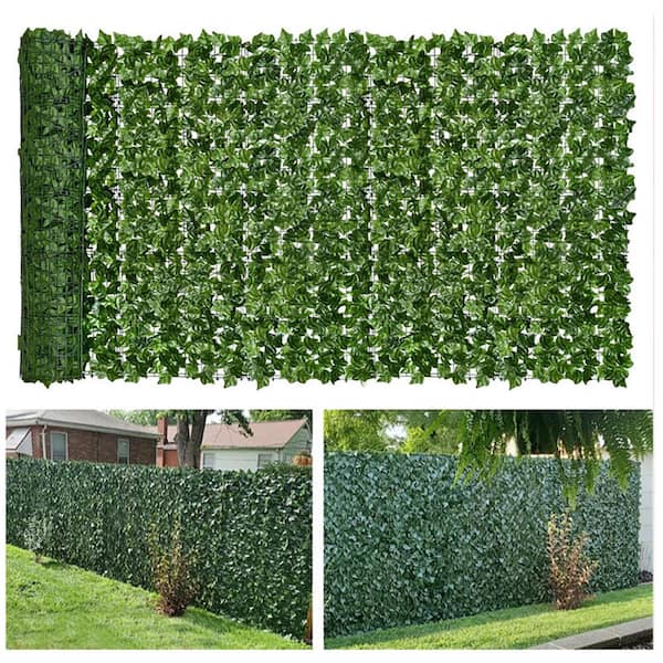 118 in. x 39.4 in. Faux Ivy Privacy Fence Wall Screen, Faux Hedge