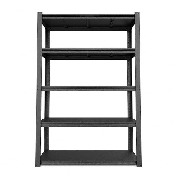 VEIKOUS 72 in. Tall Black 5-Tier Heavy Duty Metal Retractable Indoor Garage Storage Shelving Unit with Adjustable Shelves