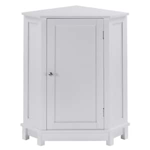 17.5 in. W x 17.5 in. D x 31.7 in. H White Floorstanding Bathroom Corner Linen Cabinet with 1-Door and Adjustable Shelf