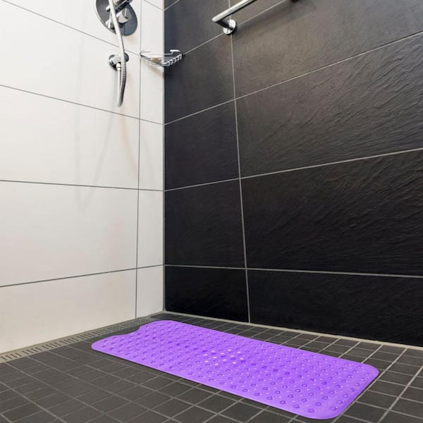 1pc Bathroom Bathtub Anti-skid Mat With Suction Cups, Soft Plastic Mat In  Transparent Blue