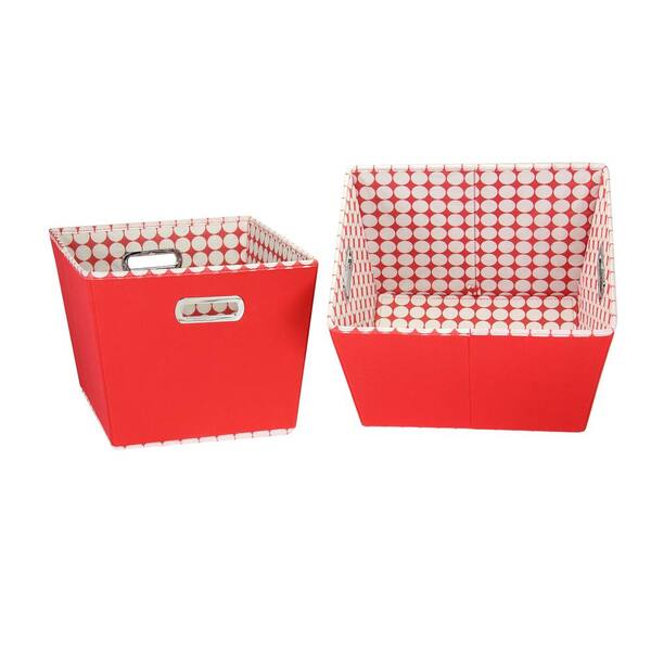 Household Essentials 12 in. x 10 in. Red Toned Tapered Storage Bin (Set of 2)