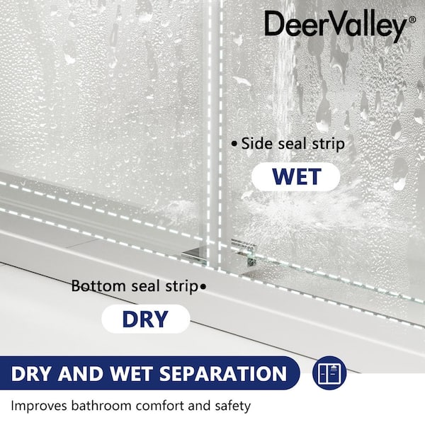 DEERVALLEY 43 in. W x 34 in. D x 74 in. H Rectangular Sliding Frameless Corner Shower Enclosure in Chrome with 3/8 in. Clear Glass