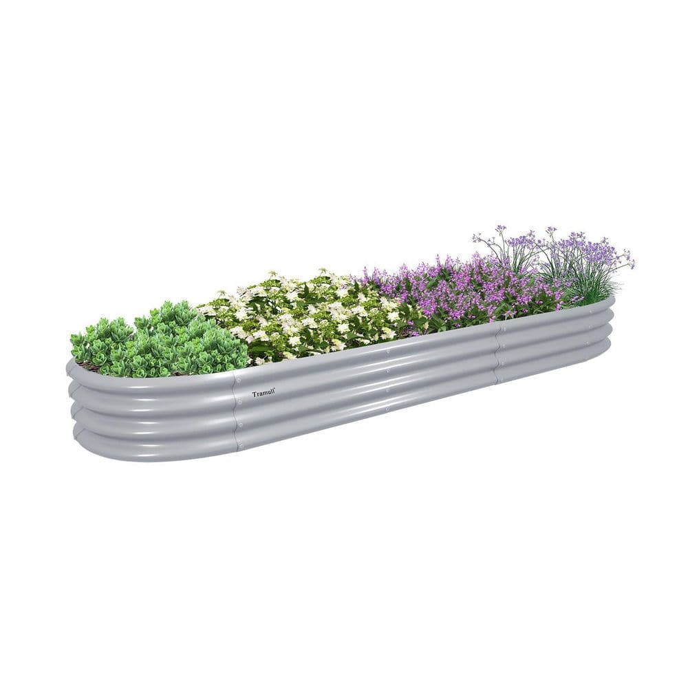 144 in. x 24 in. x 12 in. Outdoor Oval Gray Galvanized Steel Elevated Garden Bed for Vegetables Flowers Herbs price history on PriceWatchPro