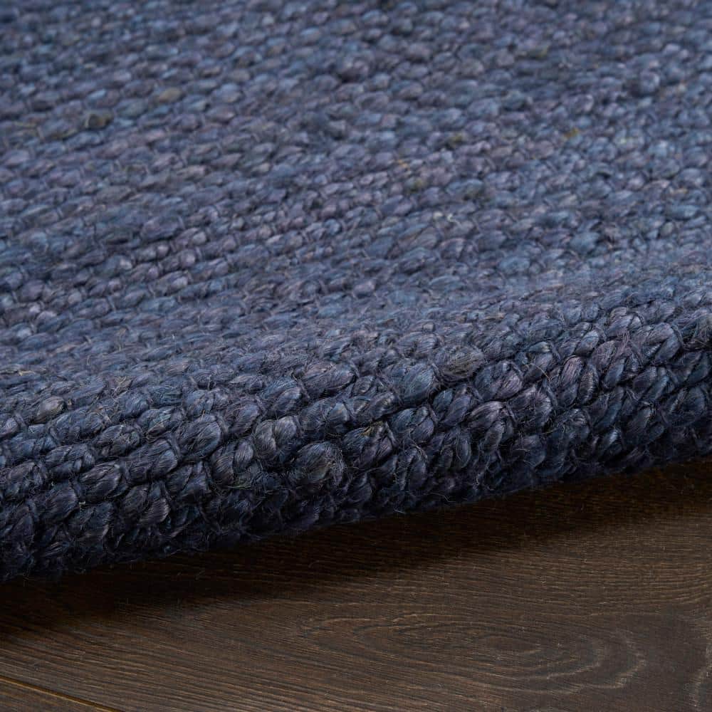 Handmade Navy Blue Natural Jute 4' x 6' Rectangular Rug